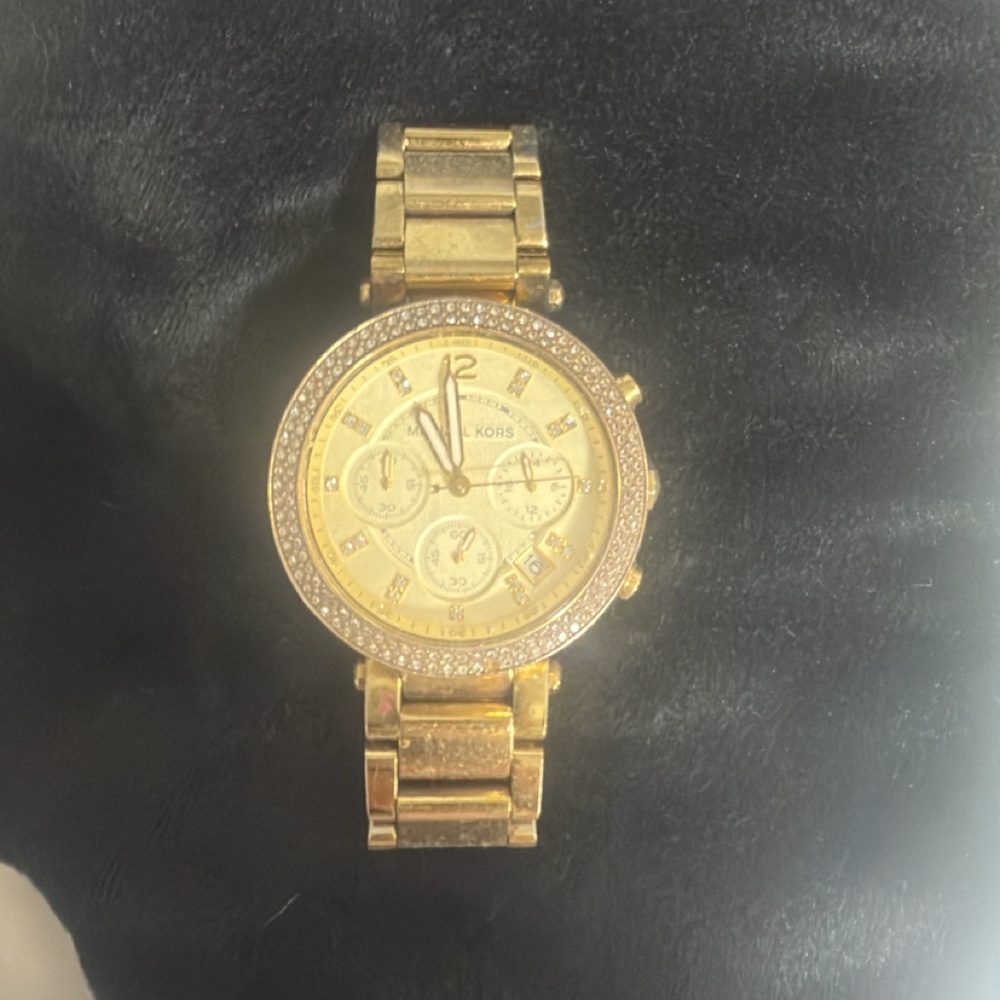 Michael Kors Gold Crystal Accent Women's Chronograph Watch
